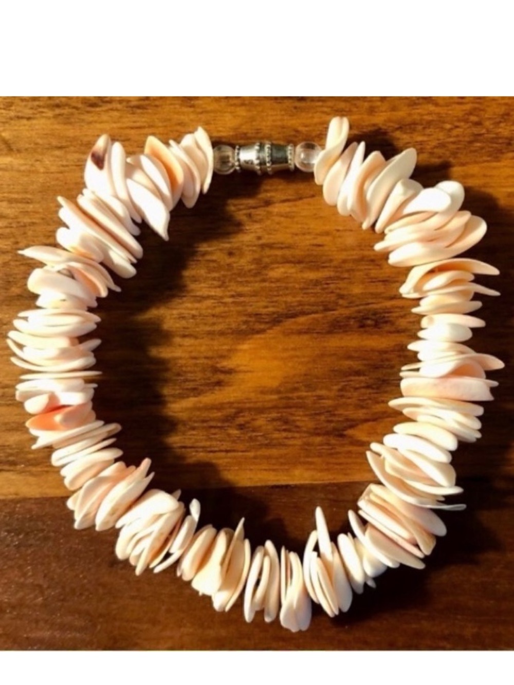 Seashell Bracelet in Peachy Orange/Cream 9” Long